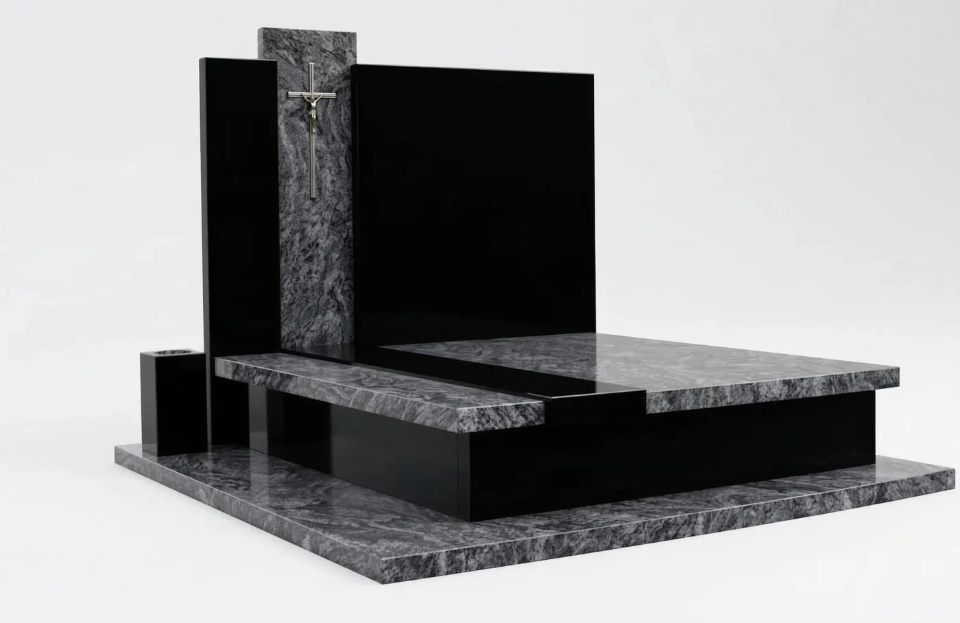 Nagrobek podwójny — Granit Premium Black i Orion